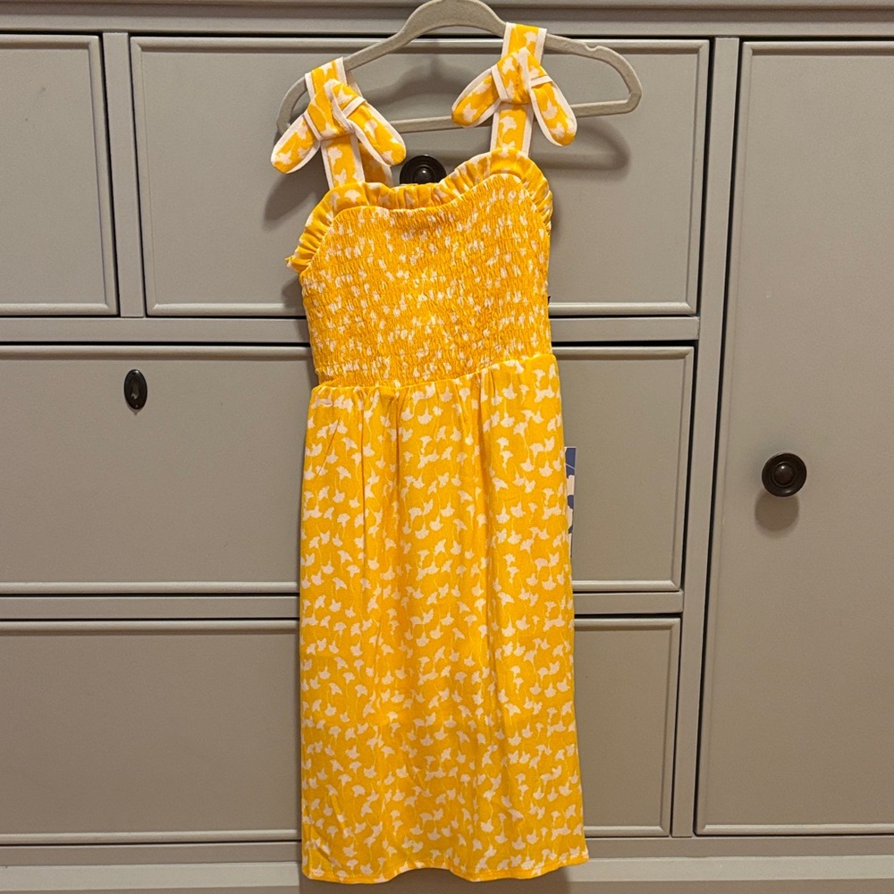 NWT DVF for Target collaboration Long Yellow Floral Dress w/Bow Straps Size 3T